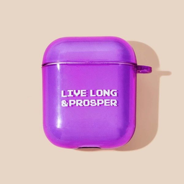 

1pc Pixel Graphic Airpods Case, Purple