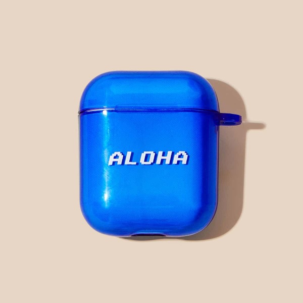 

1pc Pixel Graphic Airpods Case, Blue