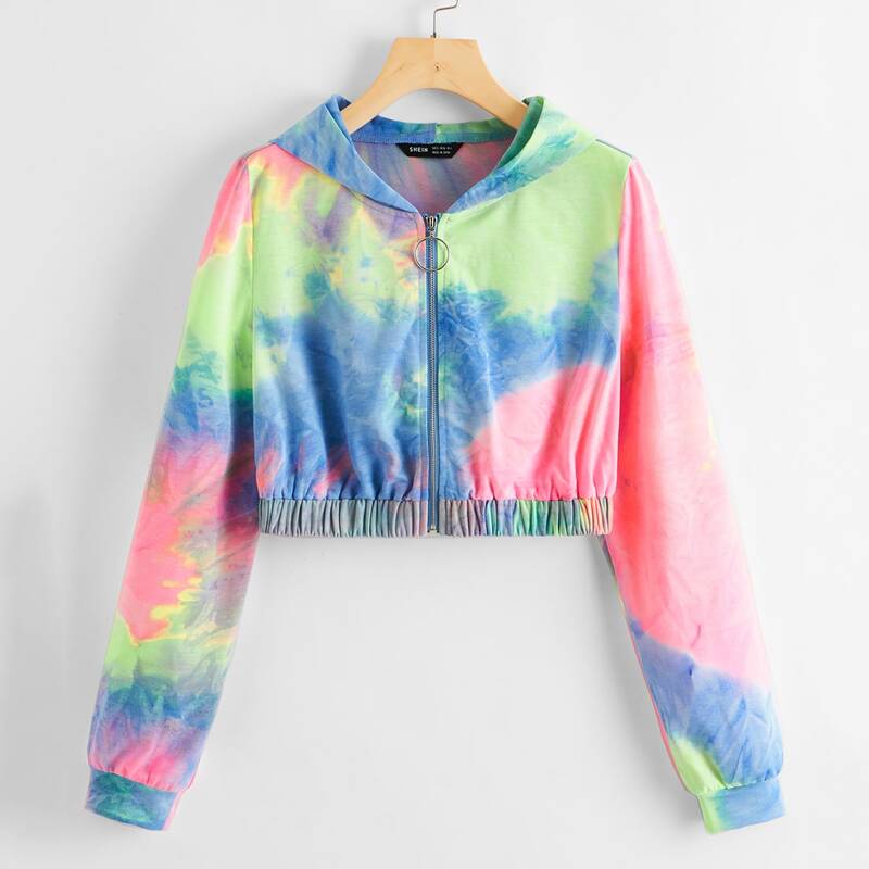 

Tie Dye O-ring Zip Up Hoodie, Multicolor