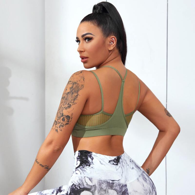 

Hollow Out Back Cami Sports Bra, Army green