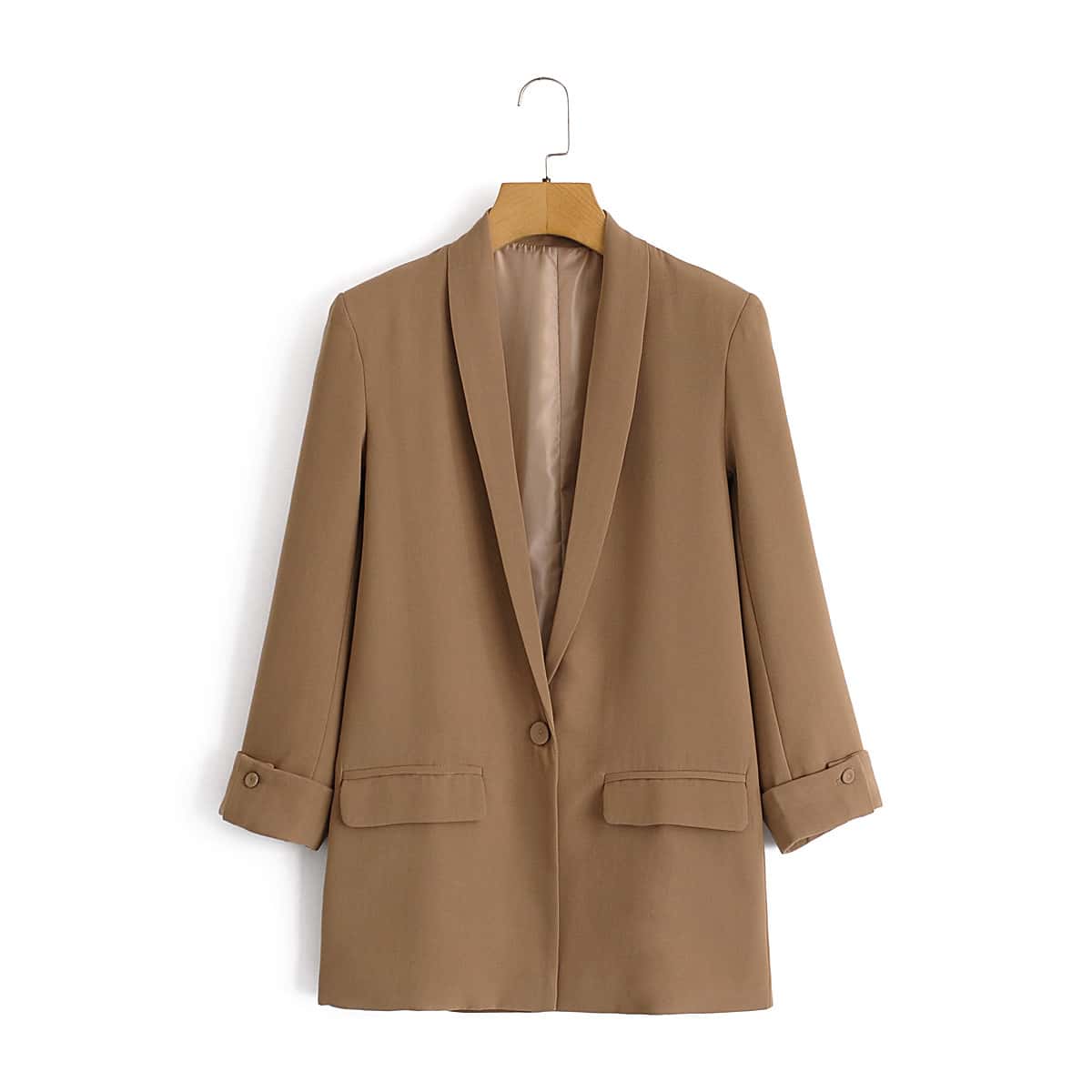 

Solid Shawl Collar Blazer, Camel
