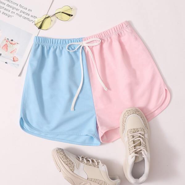 

Plus Colorblock Knot Track Shorts, Multicolor