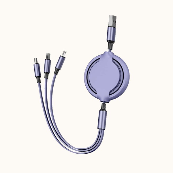 

3 In 1 Phone Telescopic Data Cable, Purple