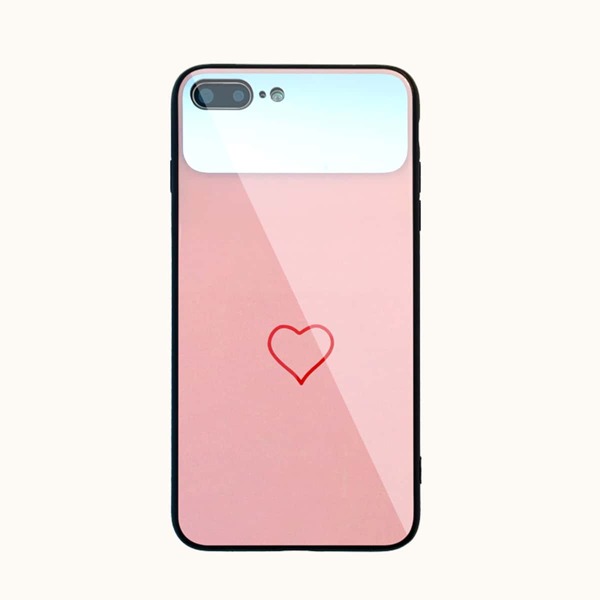 

Heart Print Mirror Detail iPhone Case, Pink