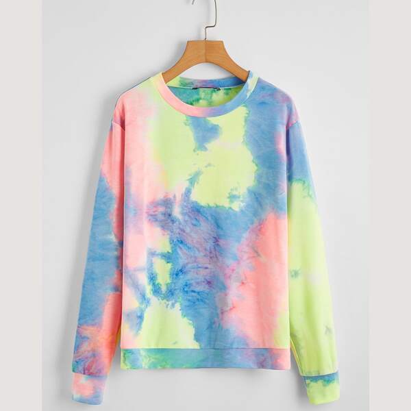 

Tie Dye Round Neck Sweatshirt, Multicolor