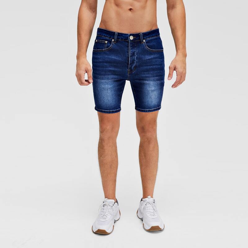 

Guys Washed Slant Pocket Denim Shorts, Dark wash