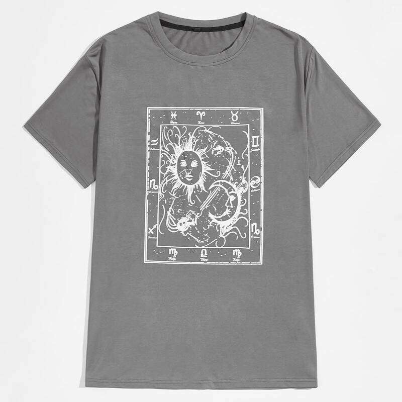 

Guys Sun & Moon Graphic Tee, Grey
