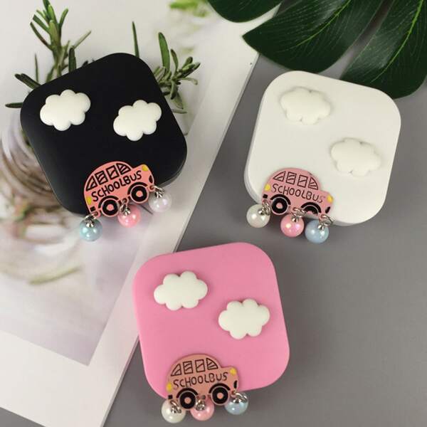 

1pc Cloud Decor Contact Lens Case, Multicolor