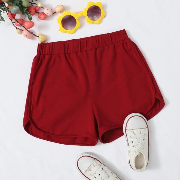 

Girls Solid Dolphin Shorts, Burgundy