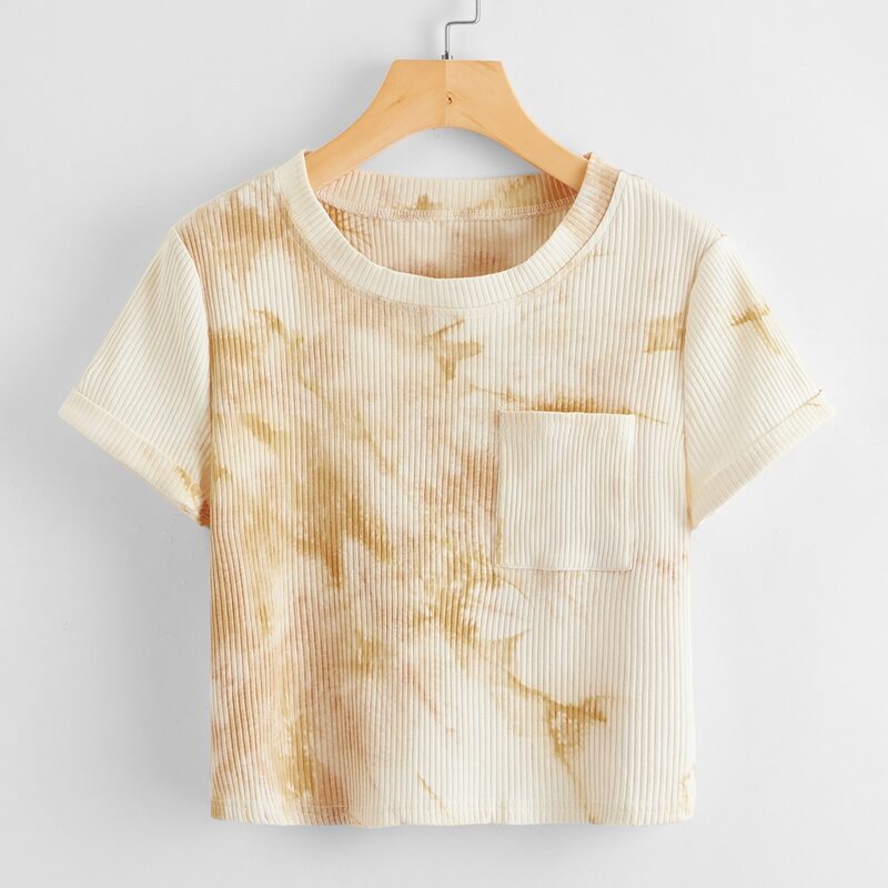 

Ribbed Tie Dye Pocket Tee, Multicolor