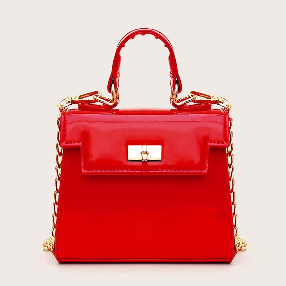 

Mini Twist Lock Satchel Bag, Burgundy bright
