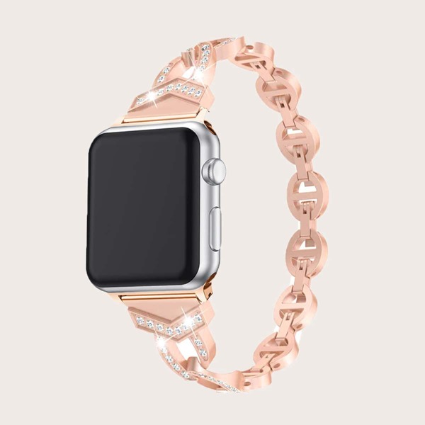 

1шт ремешок для iWatch в форме цепи со стразами, Нежний розовый