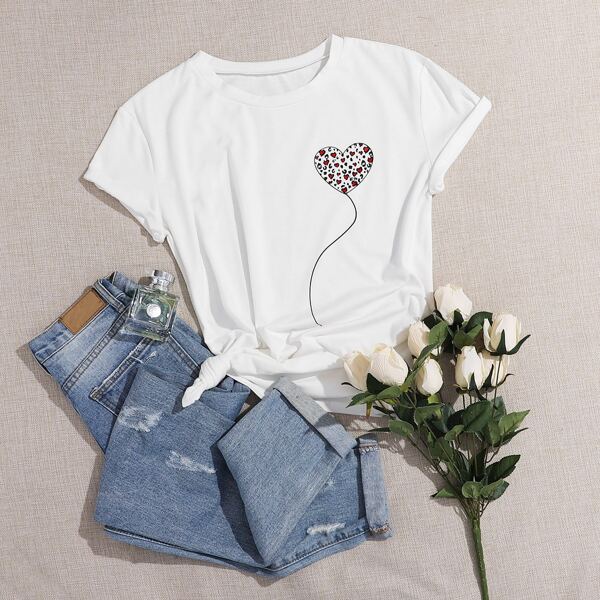 

Leopard Print Round Neck Tee, White