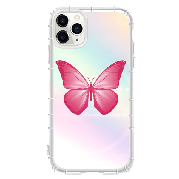 

1pc Butterfly Print Holographic iPhone Case, Multicolor