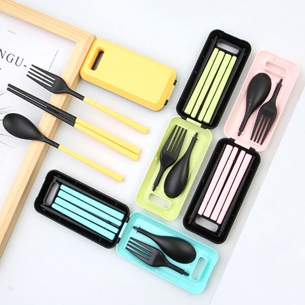 

3pcs Foldable Cutlery Set, Multicolor