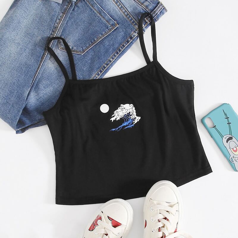 

Wave Graphic Cami, Black