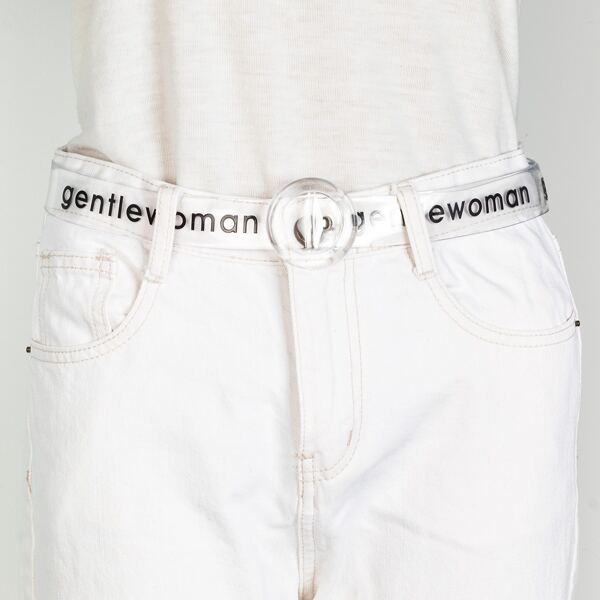 

Letter Graphic Transparent Belt, Clear