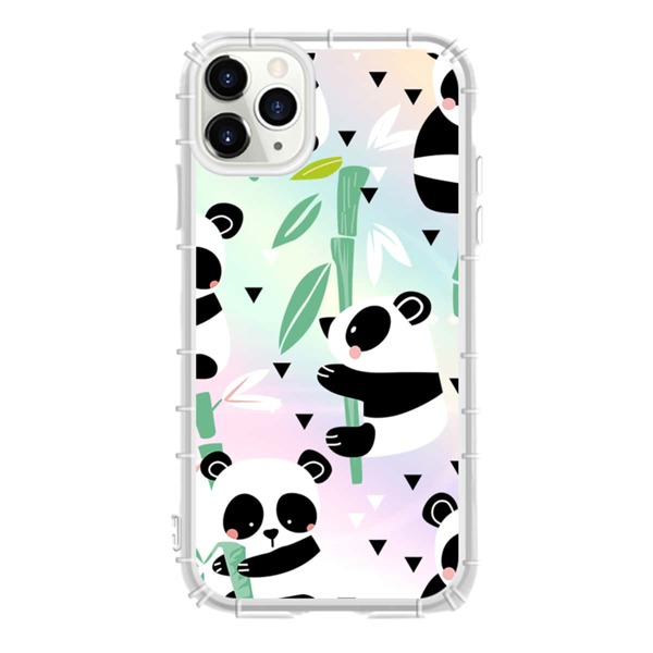 

1pc Panda Print Holographic iPhone Case, Multicolor