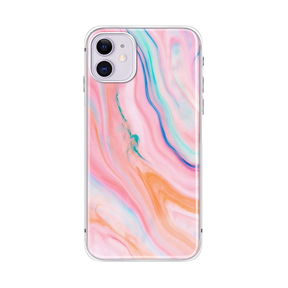 

1pc Colorblock Marble Print iPhone Case, Multicolor