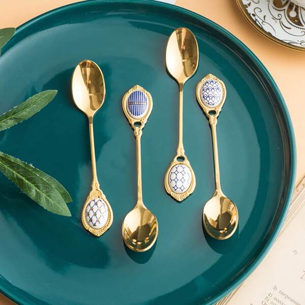 

1pc Stainless Steel Spoon, Multicolor