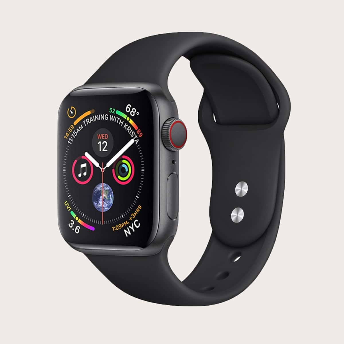 

1pc Solid Silicone iWatch Band, Black