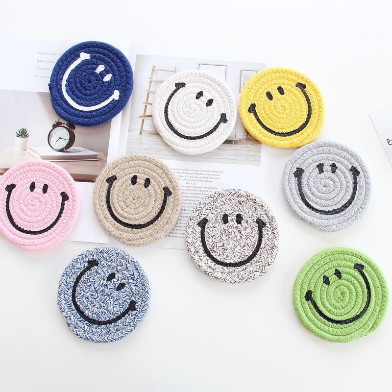 

2pcs Cartoon Face Coaster, Multicolor