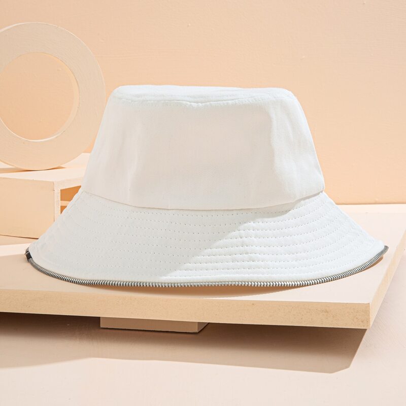 

Zip Trim Bucket Hat, White