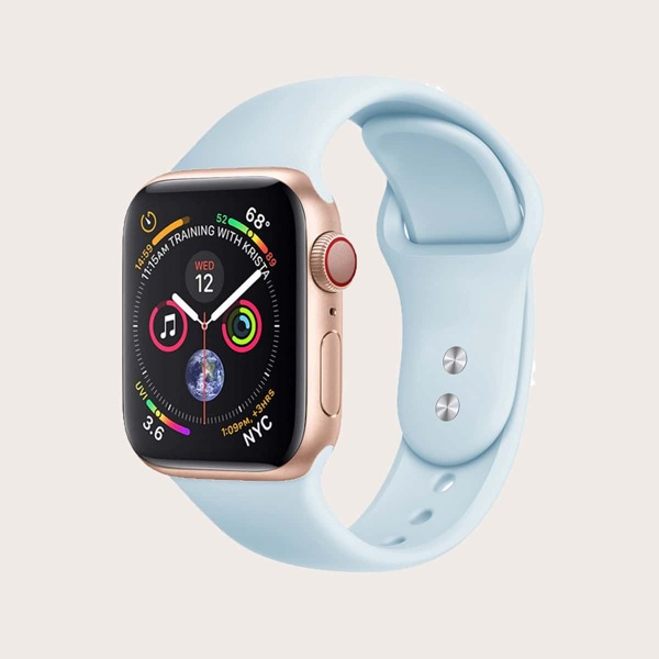 

1pc Solid Silicone iWatch Band, Baby blue