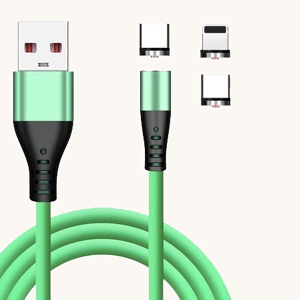 

3 In 1 Silicone Magnetic Suction Data Cable, Green