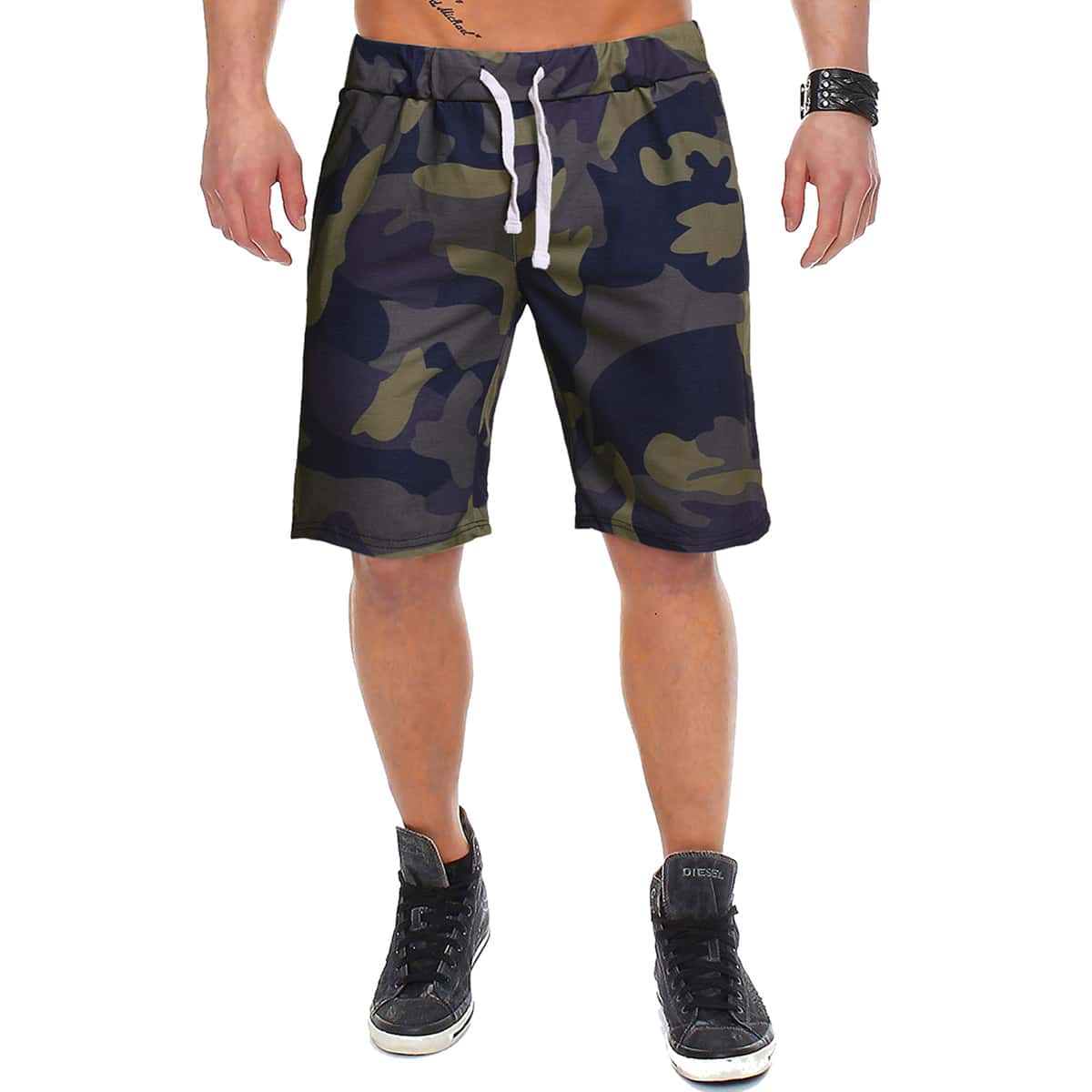 

Guys Camo Print Drawstring Waist Shorts, Multicolor