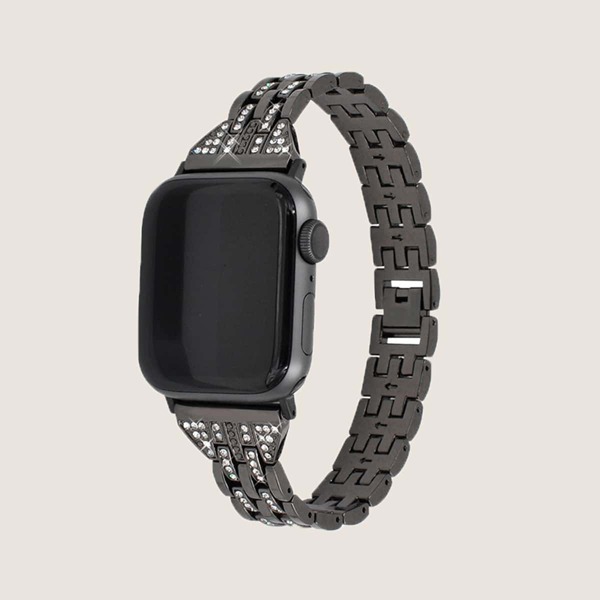 

1pc Rhinestone Chain Design iWatch Band, Black