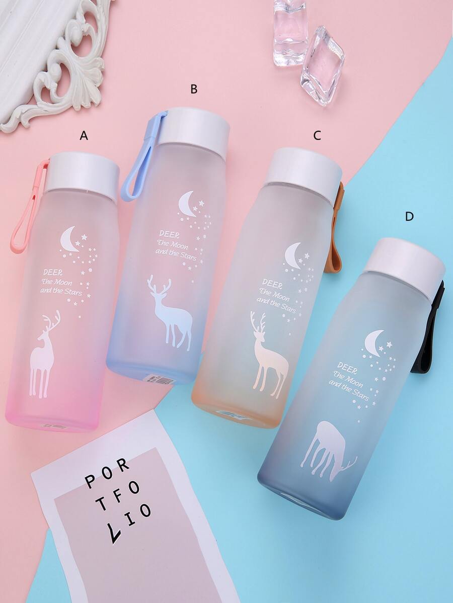 1pc Deer Print Water Bottle - Multicolor - View 1