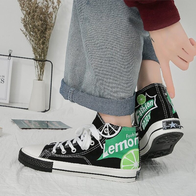 

Lemon High Top Canvas Sneakers, Black