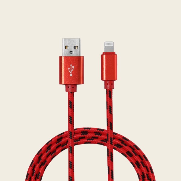

1pc Braided Line iPhone Data Cable, Red
