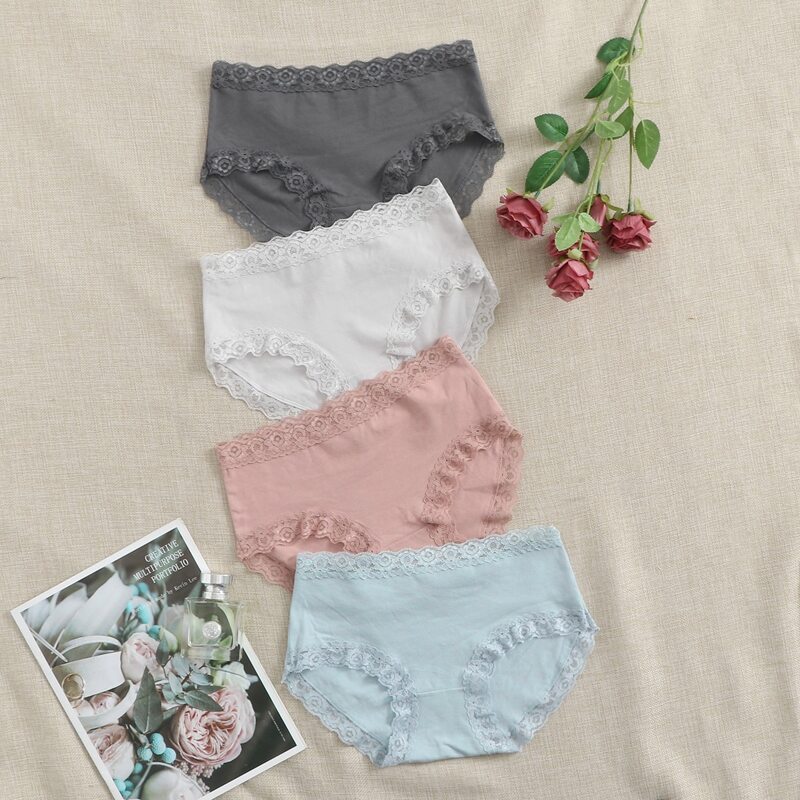 

4pack Floral Lace Trim Panty Set, Multicolor