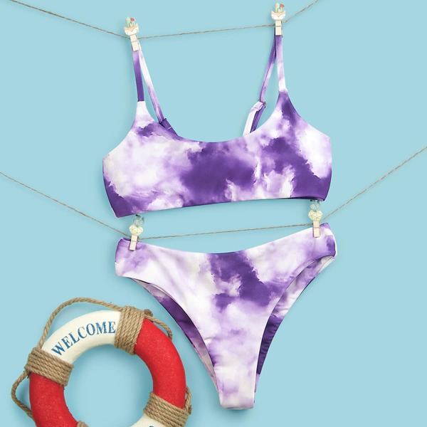 

Girls Tie Dye Bikini Swimsuit, Violet purple