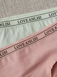 4 piezas set de bragas con cinta con letra - Multicolor - Ver 4