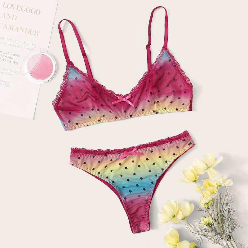 

Galaxy Print Ombre Lingerie Set, Multicolor