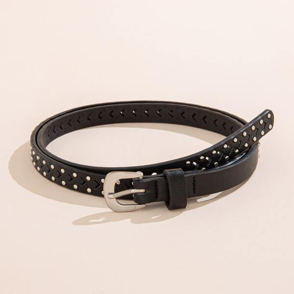 

Studded Decor Hollow Out Belt, Black