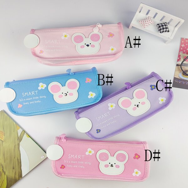 

1pc Cartoon Mouse Pattern Pencil Bag, Multicolor