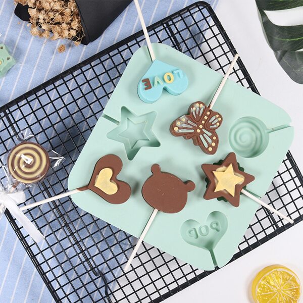 

1pc 8 Grid Lollipop Mold, Green