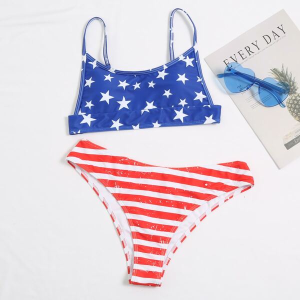 

Star & Striped Bikini Swimsuit, Multicolor