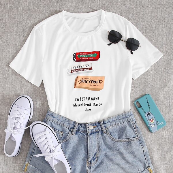 

Футболка с текстовым принтом, Белый