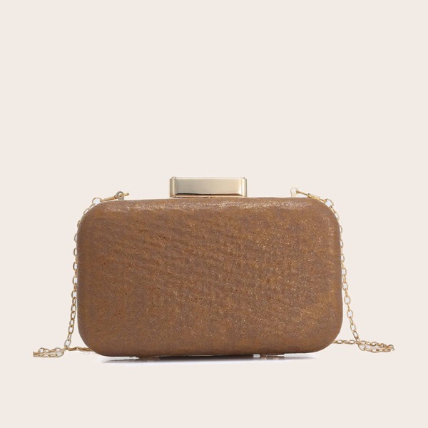 

Minimalist Clip Top Chain Box Bag, Brown