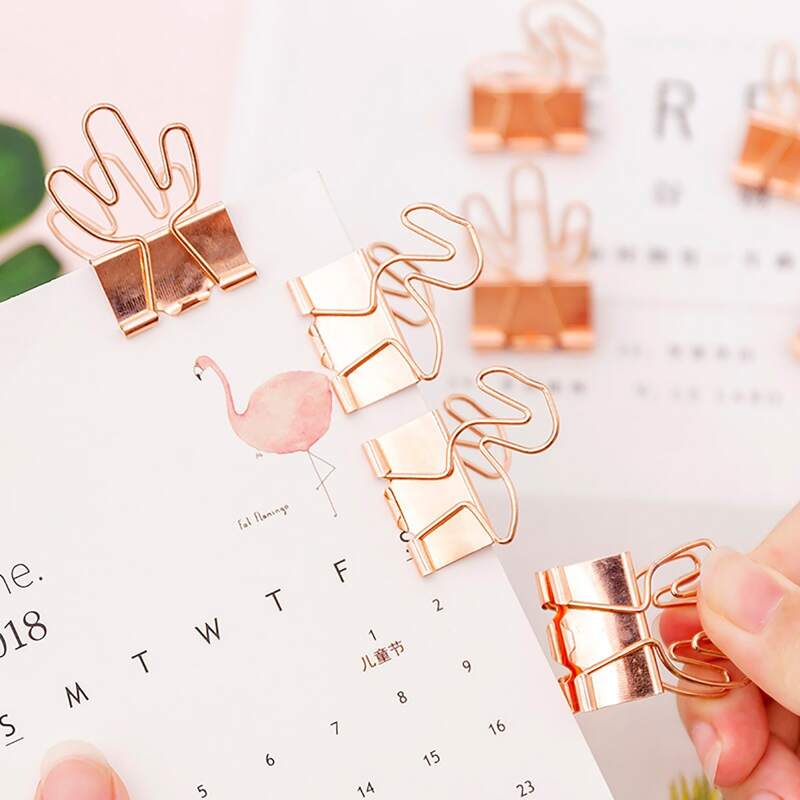 

4pcs Metal Random Binder Clip, Gold