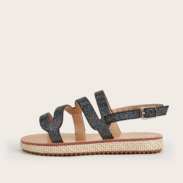 

Toddler Girls Glitter Cut-out Sandals, Black