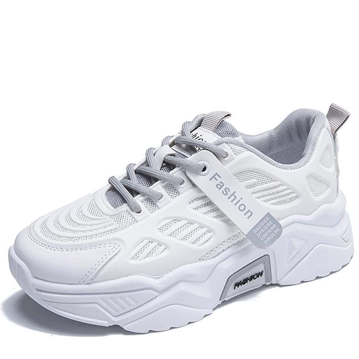 

Lace-up Front Chunky Sneakers, White