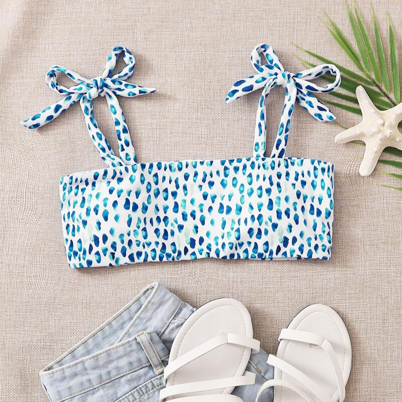 

Dalmatian Tie Shoulder Bikini Top, Multicolor