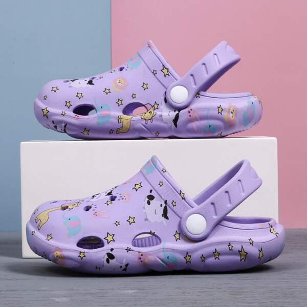 

Toddler Girls Cartoon Graphic Hollow Out Slingback Sandals, Purple