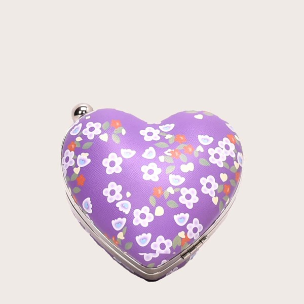 

Floral Graphic Heart Shaped Box Bag, Purple